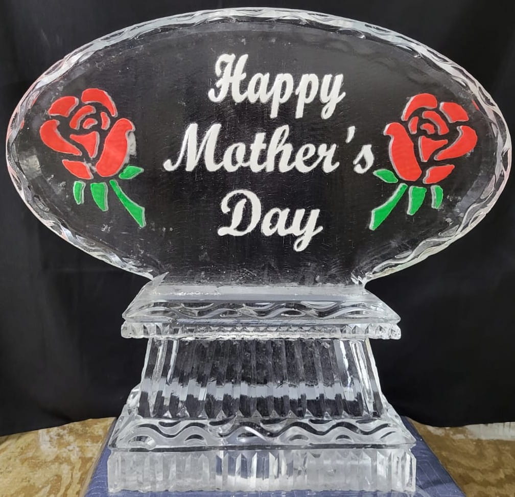 Ice Matters - Mother's Day Logo with Snowfilled Words and Colored Roses