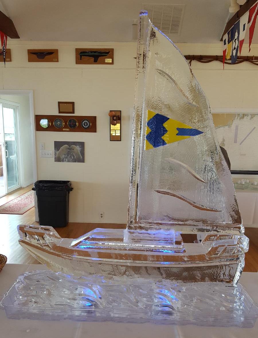 Sailboat ice sculpture centerpiece