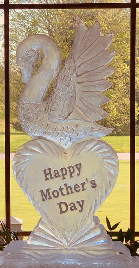 Ice Matters Swan on Happy Mother's Day Heart