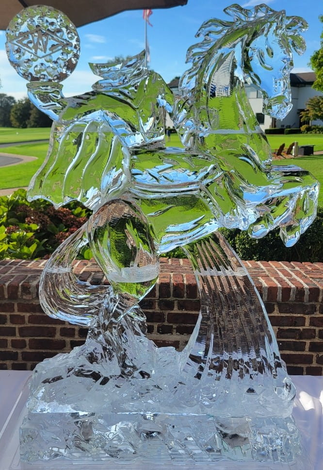 Outdoor palm tree ice sculpture