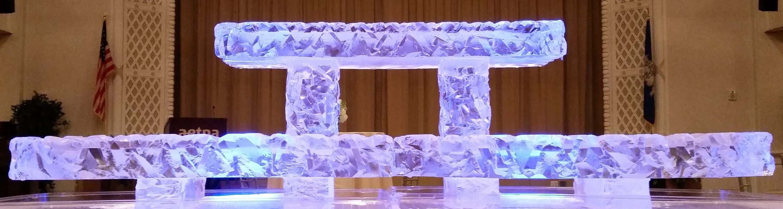 Illuminated rectangular ice bar display