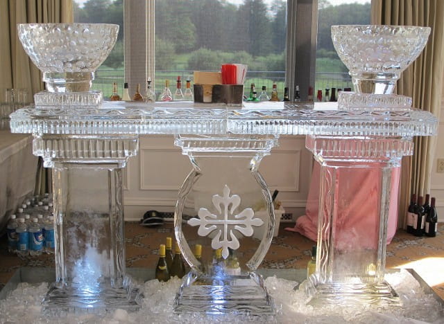 Snowflake engraved ice bar centerpiece