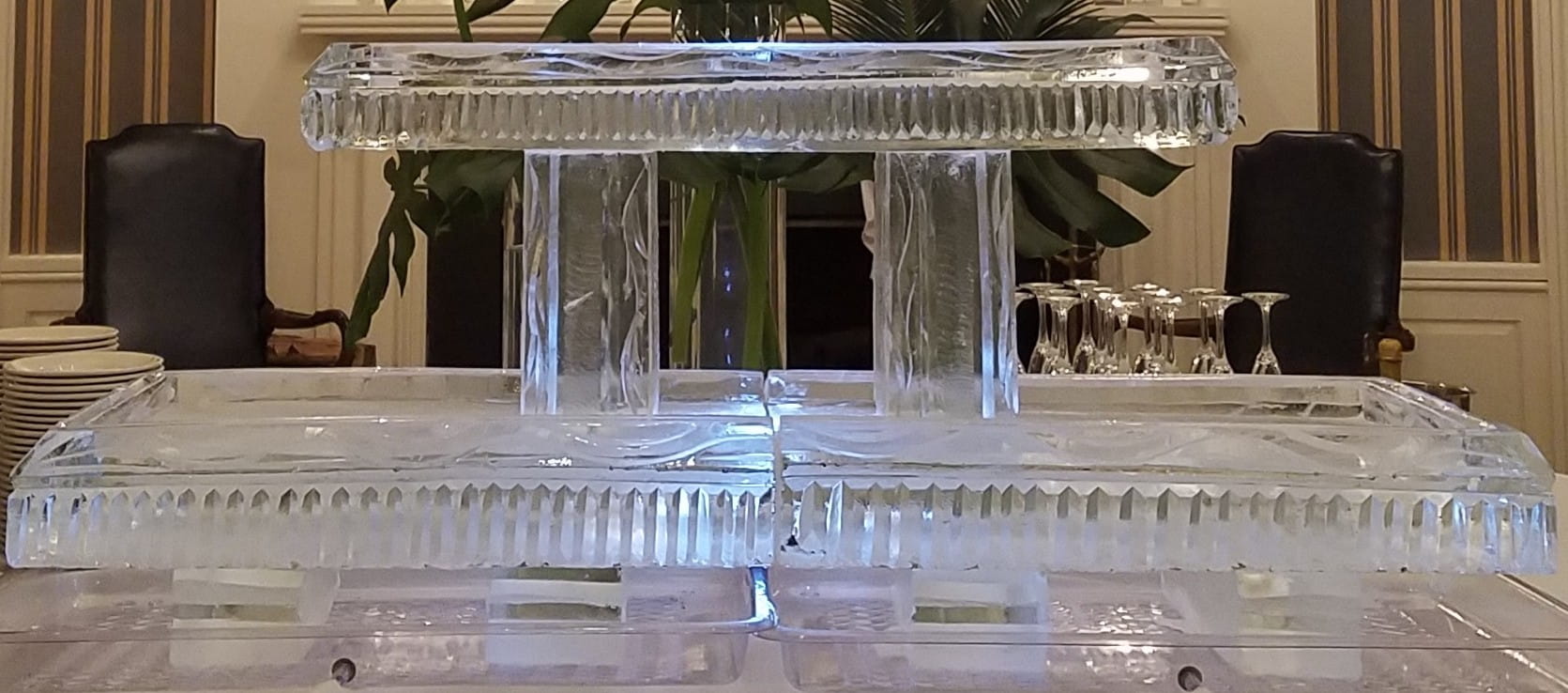 Tiered rectangular ice buffet display