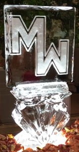 MW logo branded ice sculpture