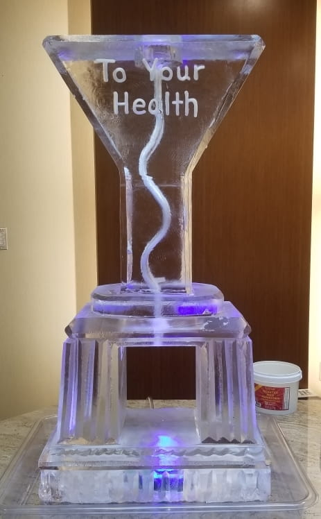 Elegant spiral ice sculpture centerpiece