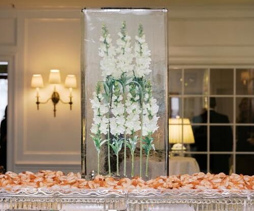 Elegant floral ice column centerpiece