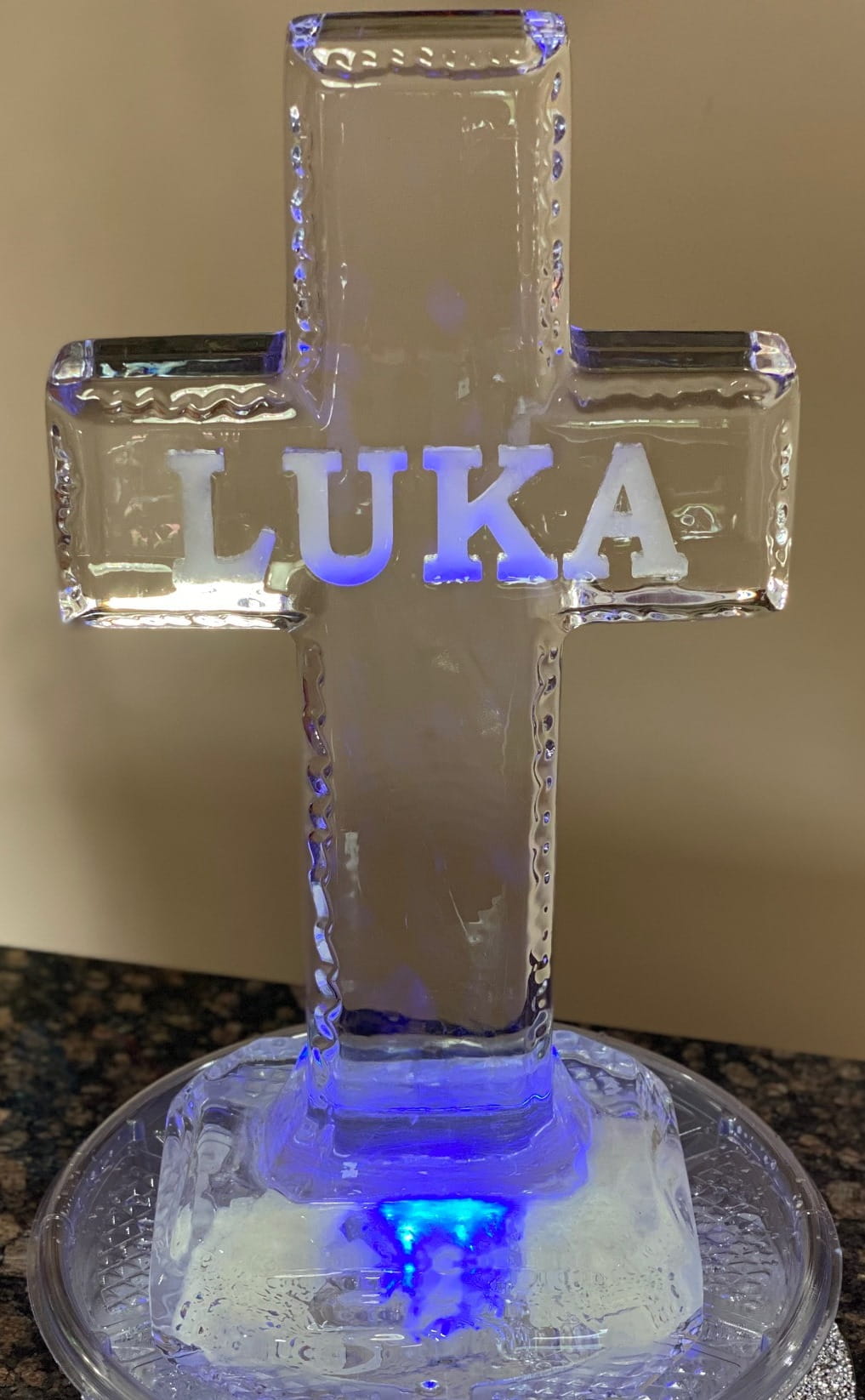 Personalized Luka ice sculpture