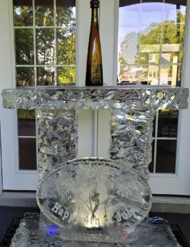 Large cross-shaped ice sculpture for event décor