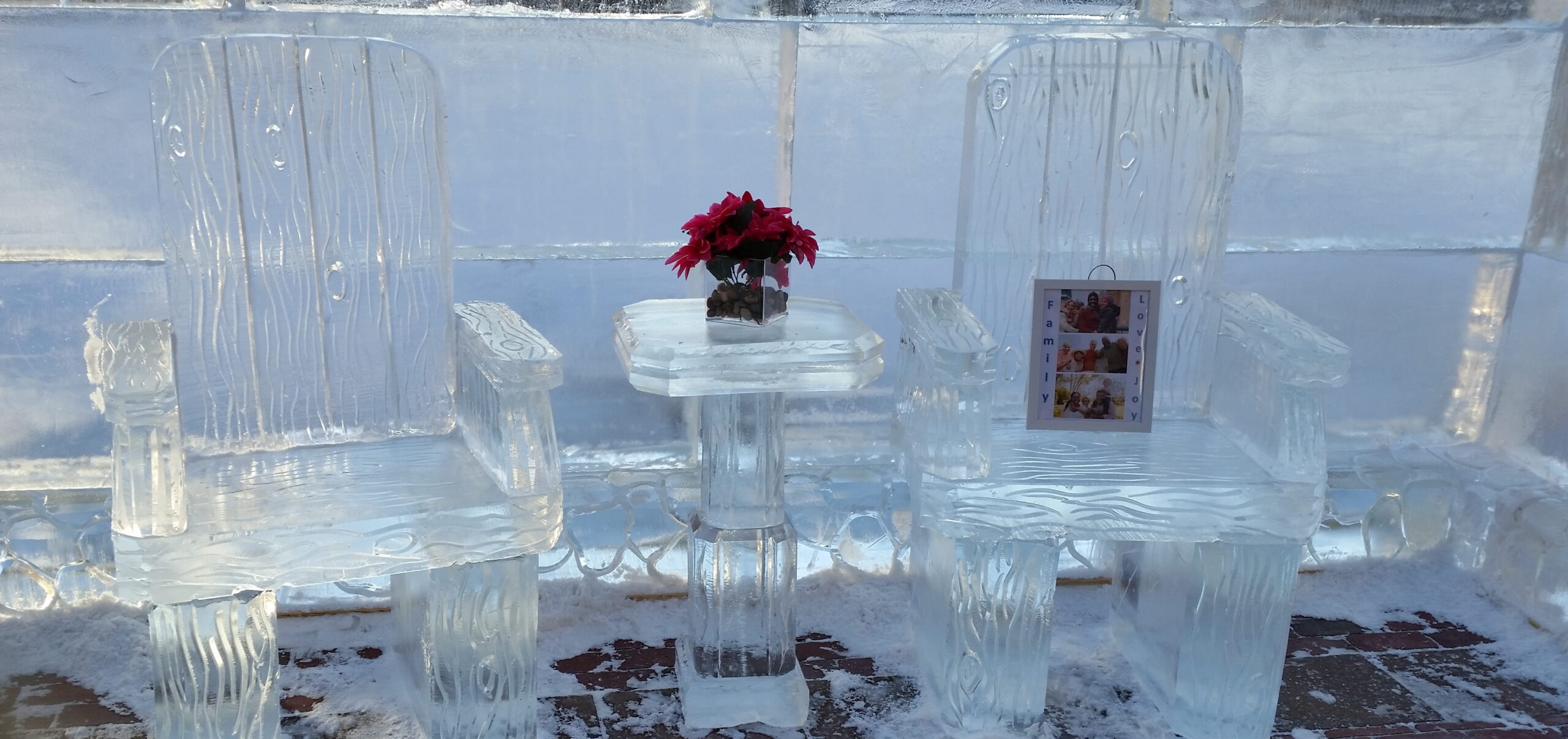 Elegant floral ice sculpture centerpiece
