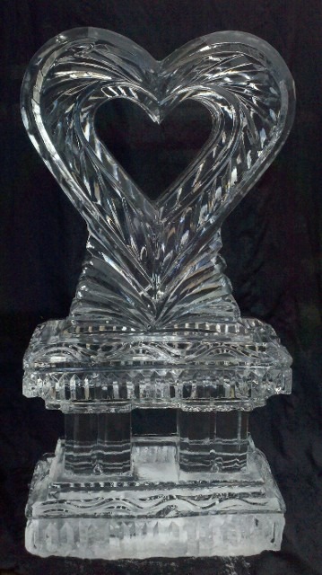 Elegant V-shaped ice sculpture centerpiece