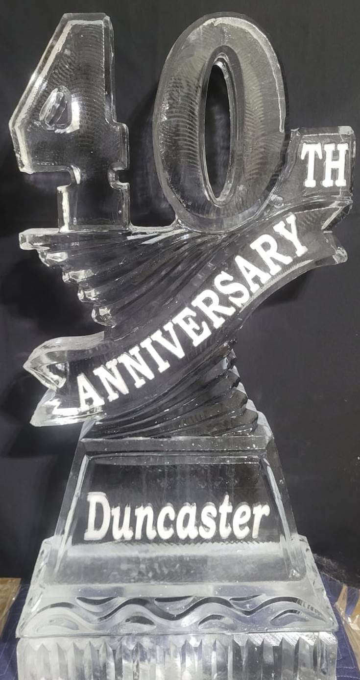 Elegant Happy Anniversary custom script block font ice carving