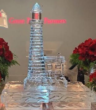 Tower-style custom ice sculpture centerpiece