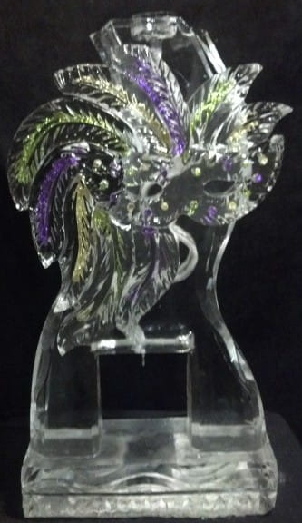 Colorful abstract glass-style ice sculpture