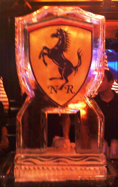 Ferrari logo engraved ice sculpture