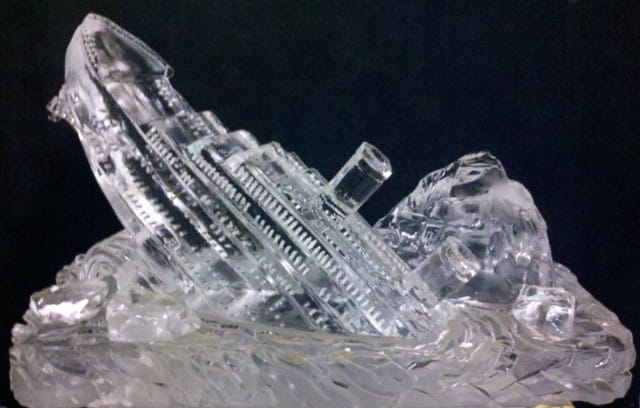 Ice sculpture featuring stacked crystal design
