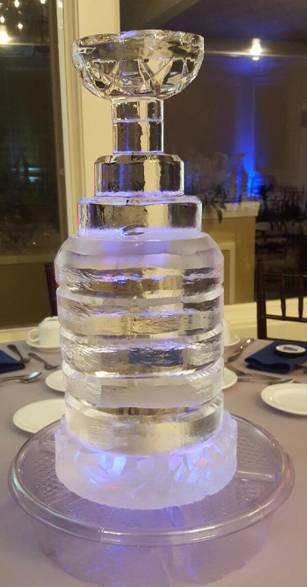 Tiered wedding cake ice sculpture