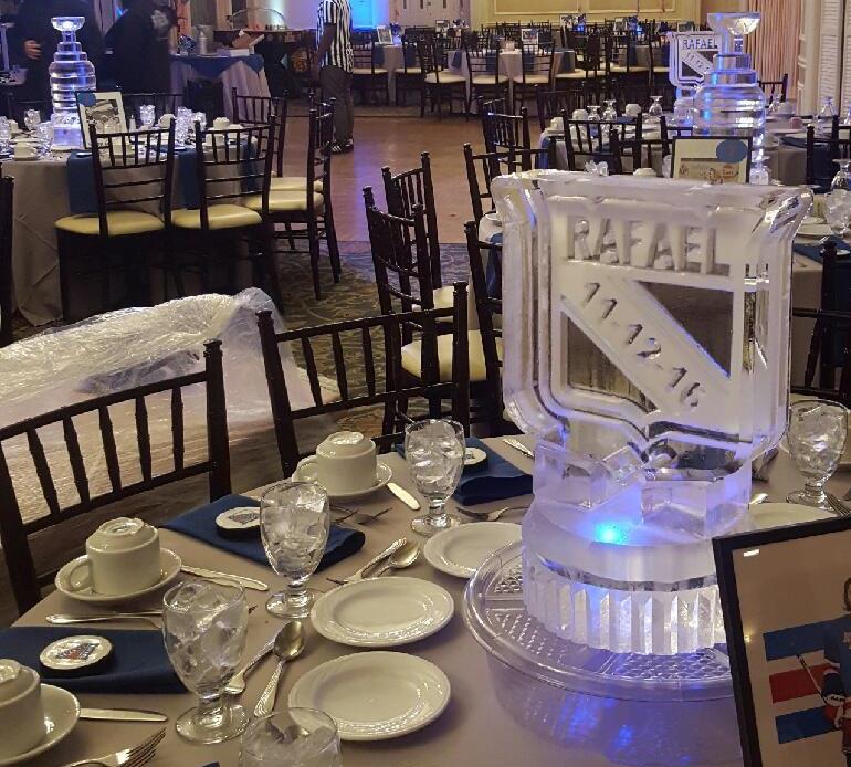 Ice sculpture drink station for banquet event