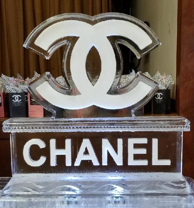 Chanel interlocking double C fashion logo luxury ice sculpture