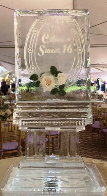 Elegant floral wedding ice sculpture centerpiece