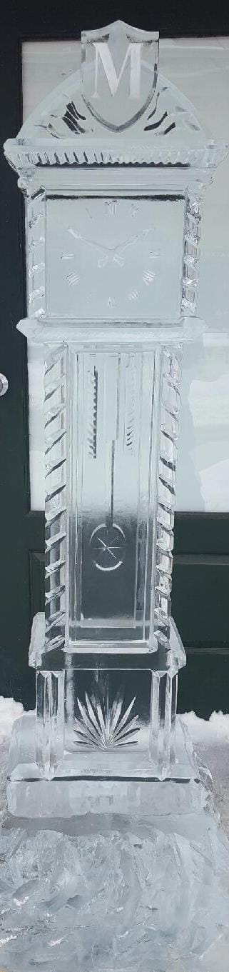 Frosted column ice sculpture centerpiece