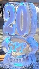 Number 20 anniversary ice sculpture