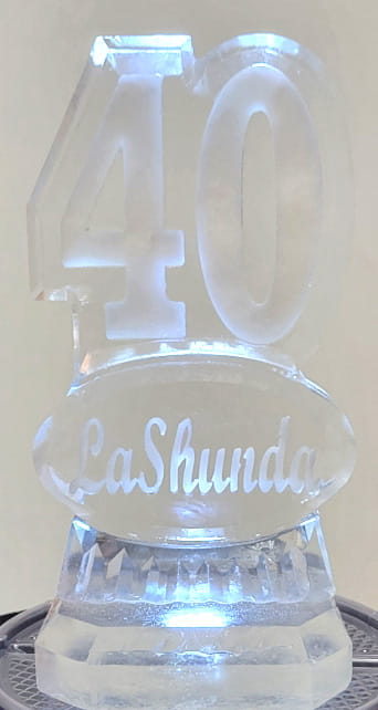 Number 40 anniversary ice sculpture