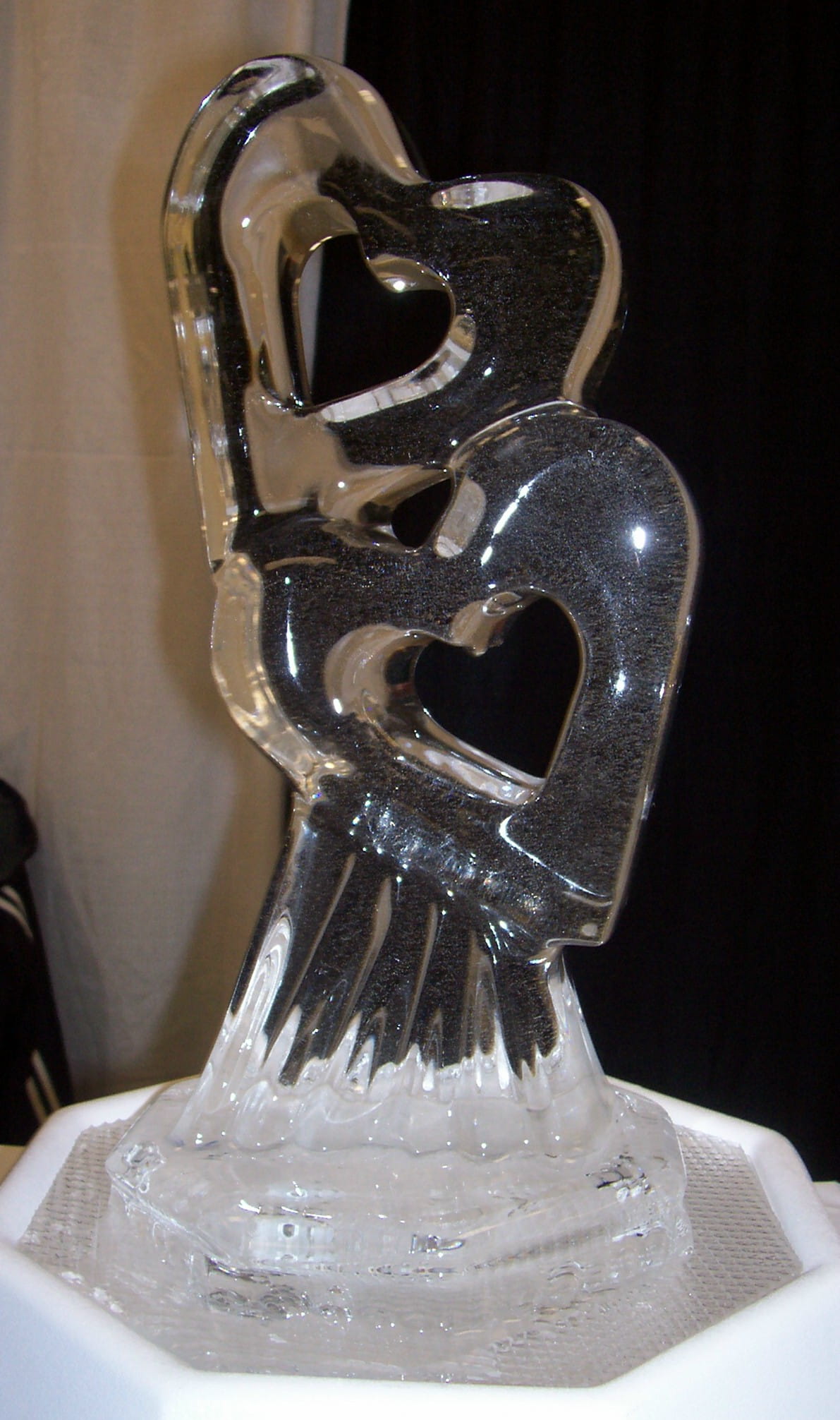Heart-shaped abstract ice sculpture