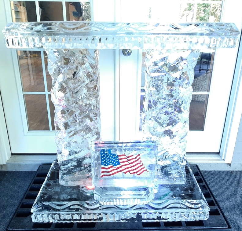 Custom engraved ice bar with decorative columns