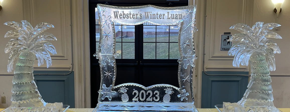 Wedding water luge ice sculpture