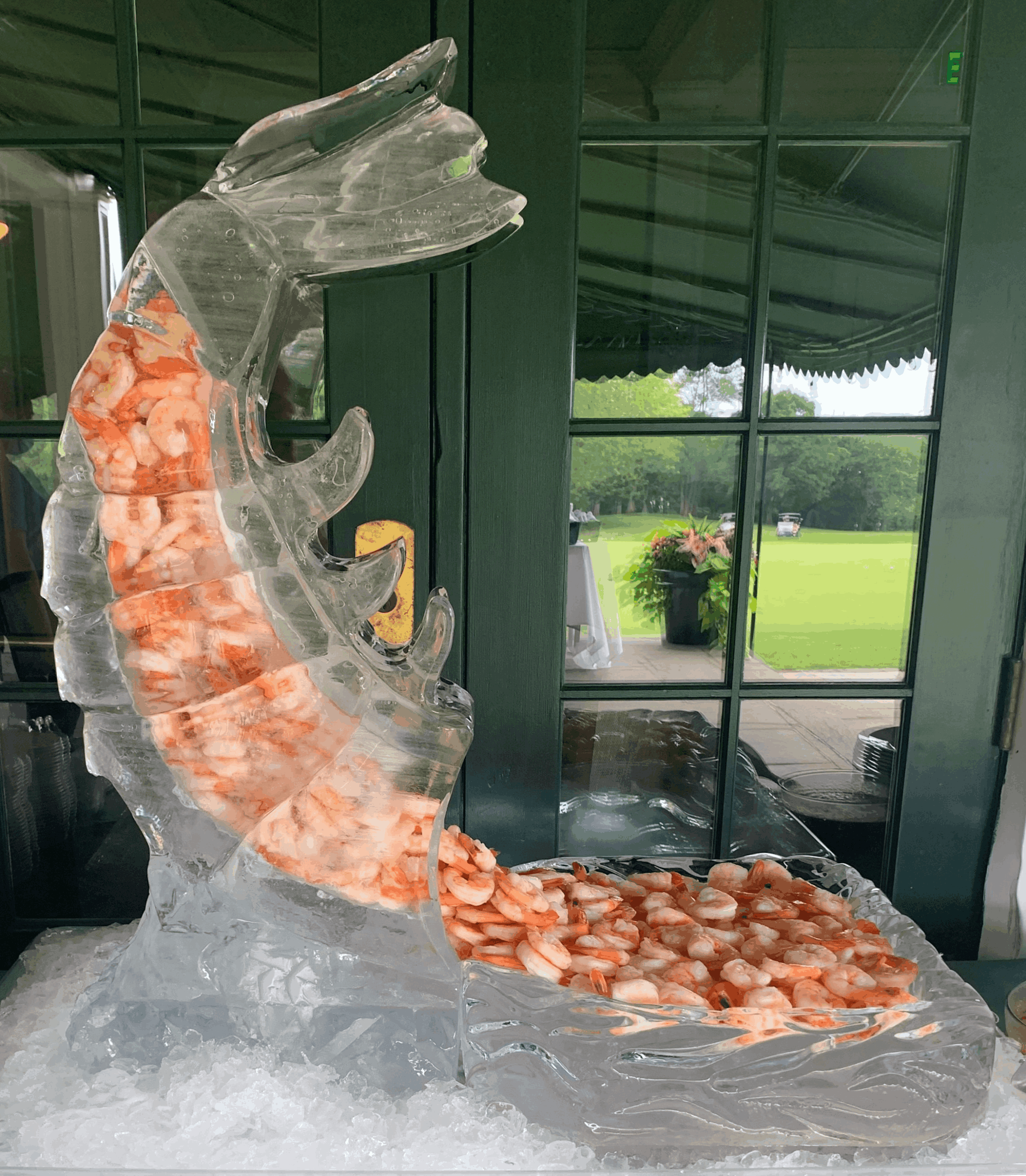 Sailboat-shaped custom ice sculpture