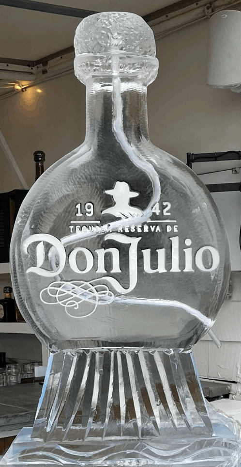 Don Julio bottle-shaped ice sculpture