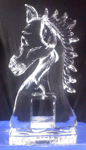 Horse head profile ice sculpture
