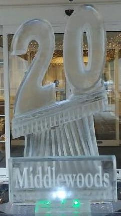 Number 20 anniversary ice sculpture