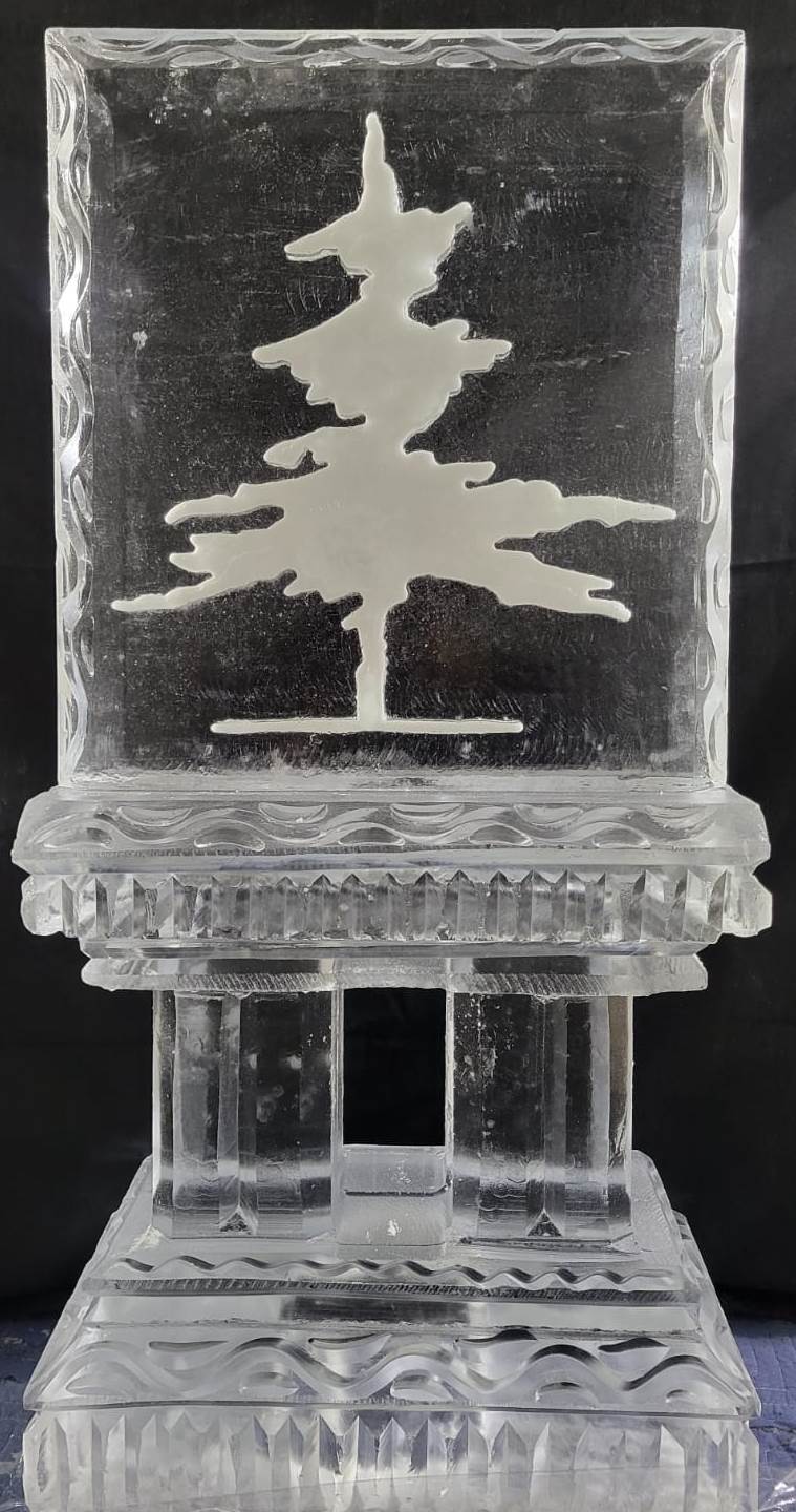 Pine tree silhouette custom nature themed ice sculpture