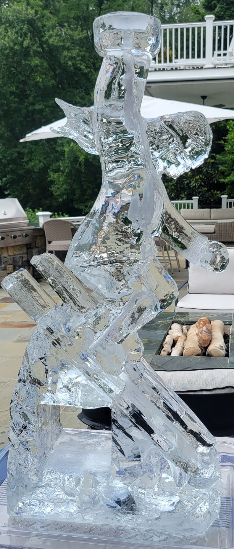 Swan ice sculpture centerpiece