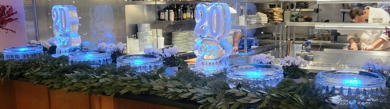 20th anniversary illuminated ice sculpture centerpiece