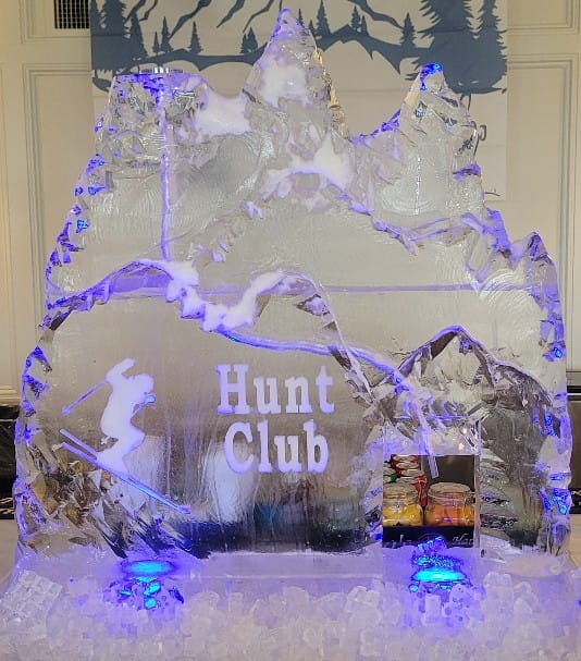 Hunt Club custom engraved ice sculpture