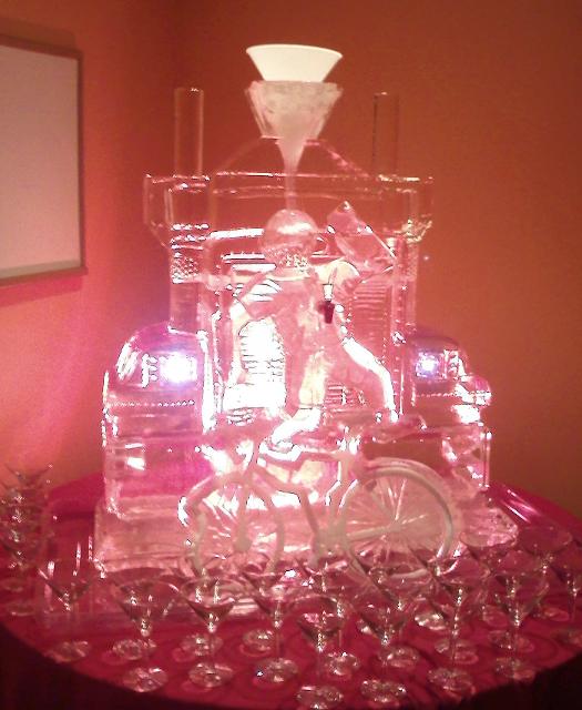 Illuminated throne ice sculpture