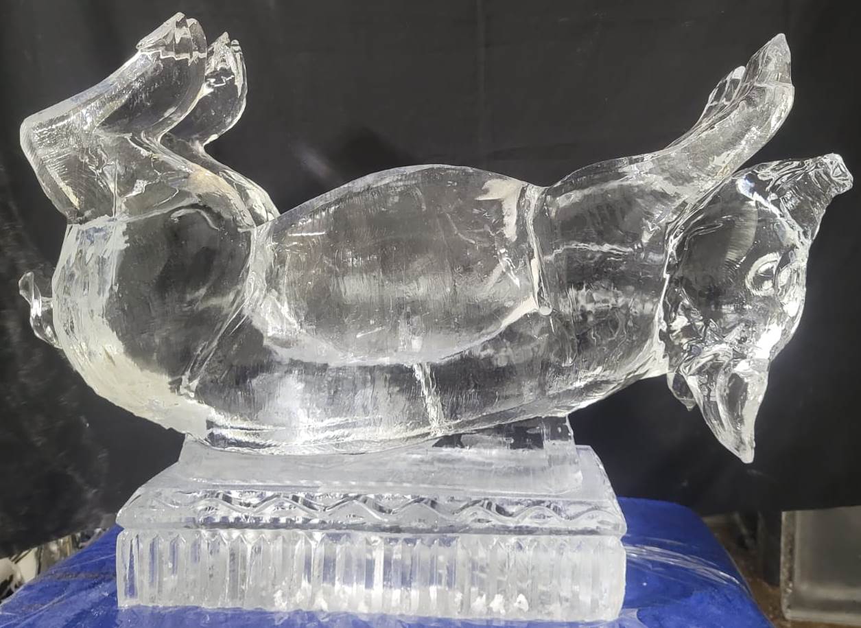 Crab ice sculpture centerpiece