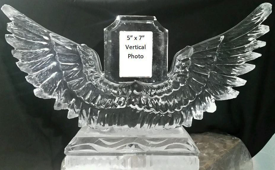 Custom ice sculpture with decorative wings