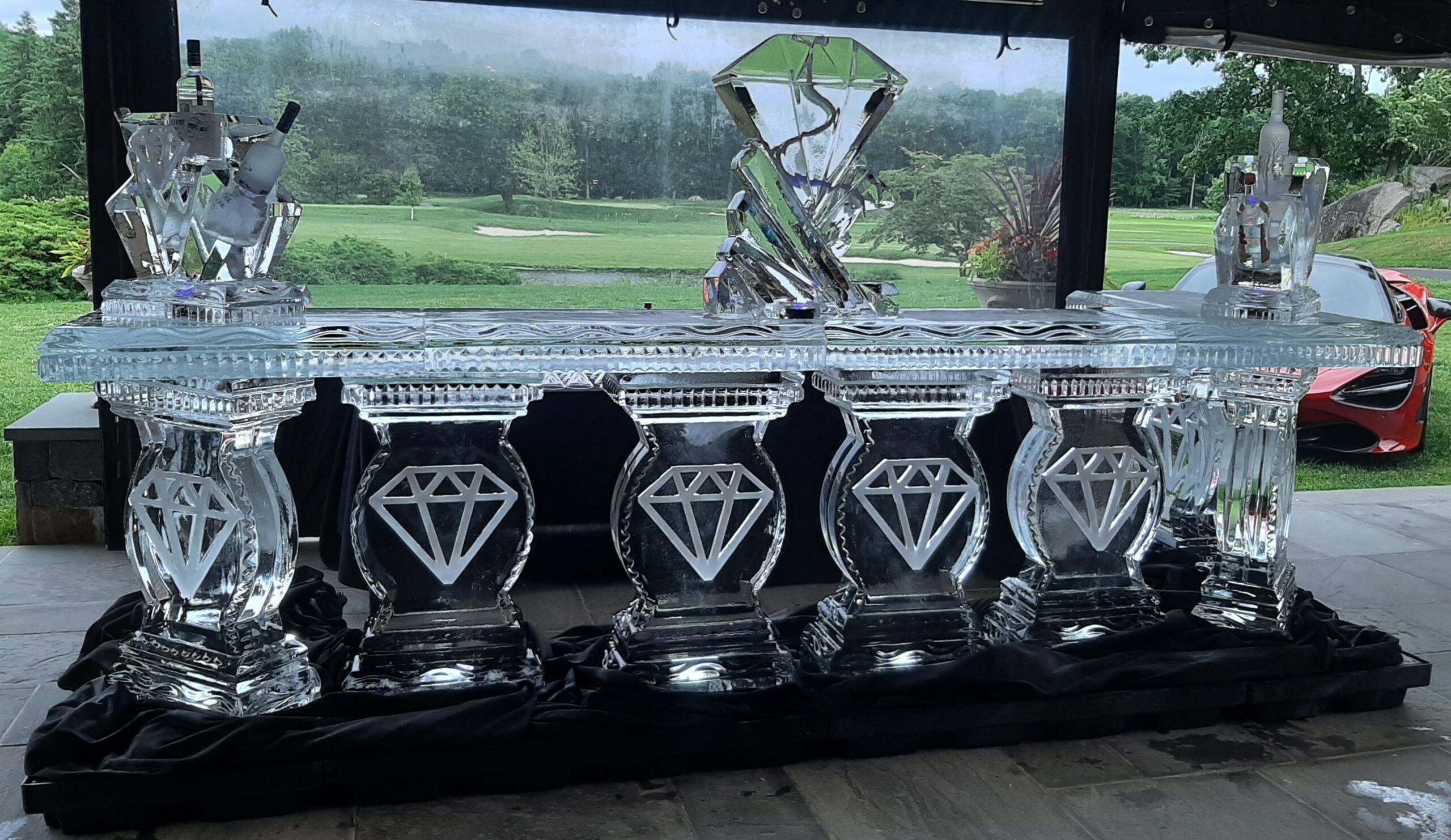 Diamond engagement ring ice sculpture