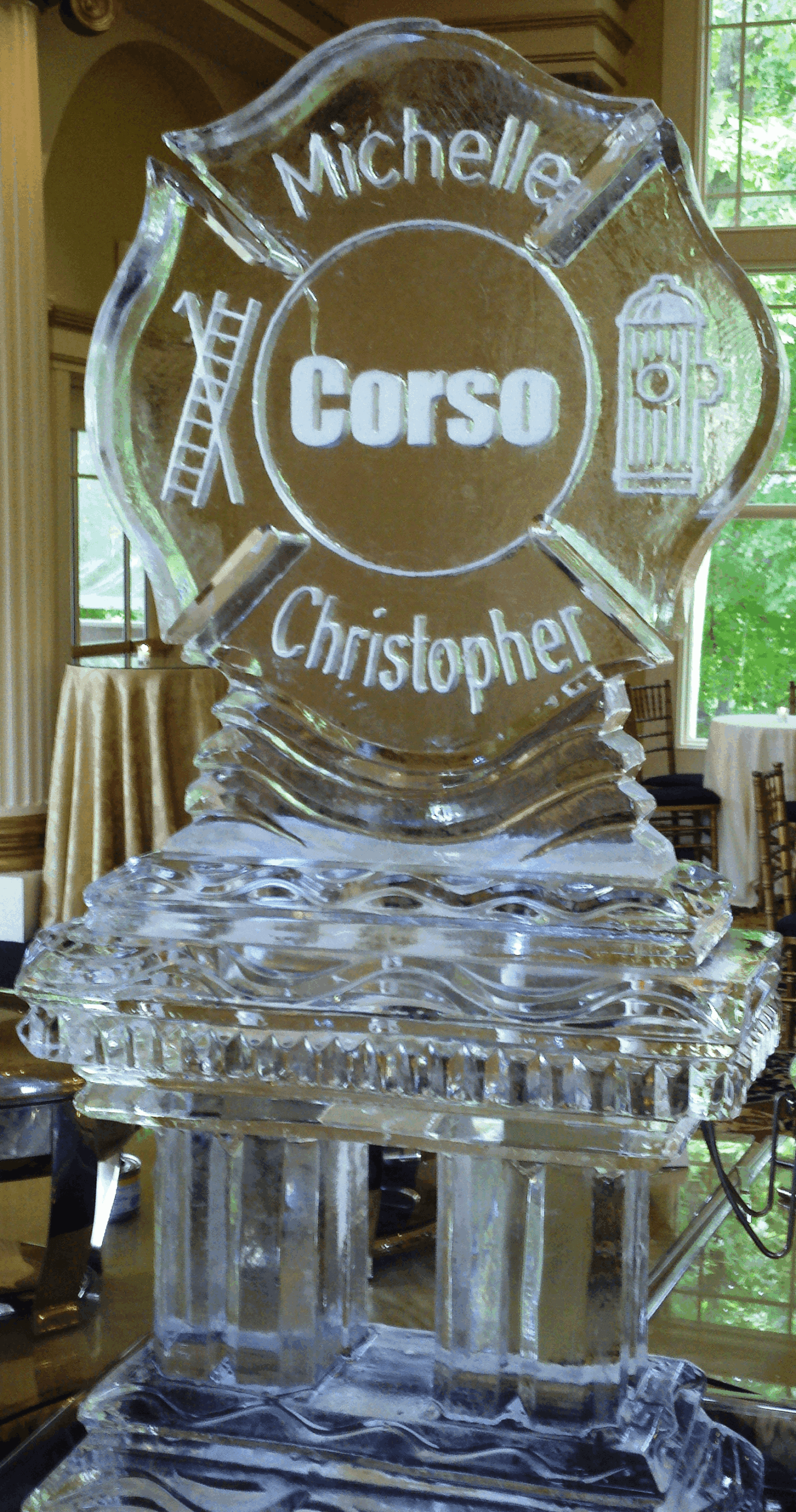 Corso & Christopher personalized ice sculpture