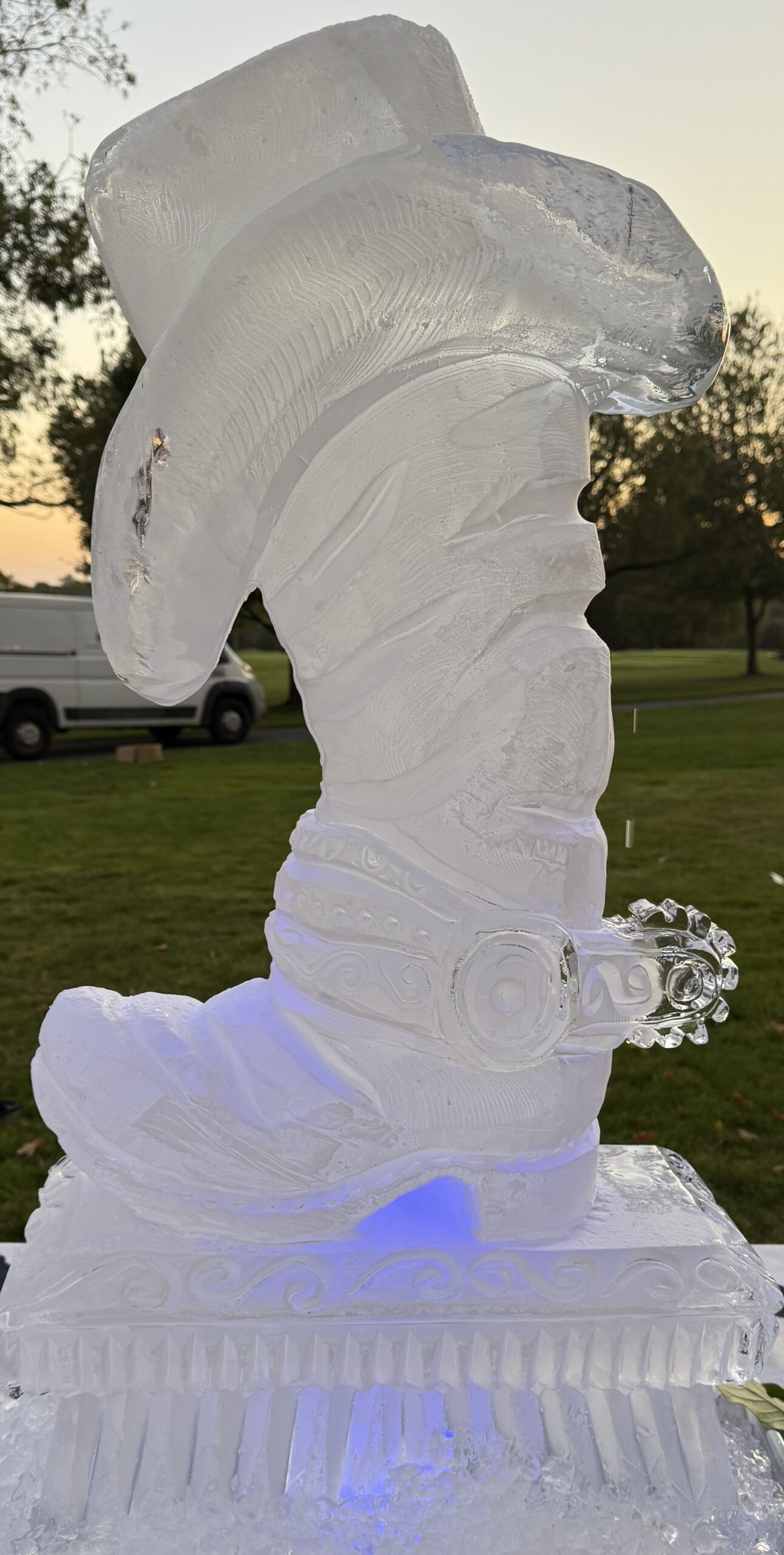 Horse head ice sculpture