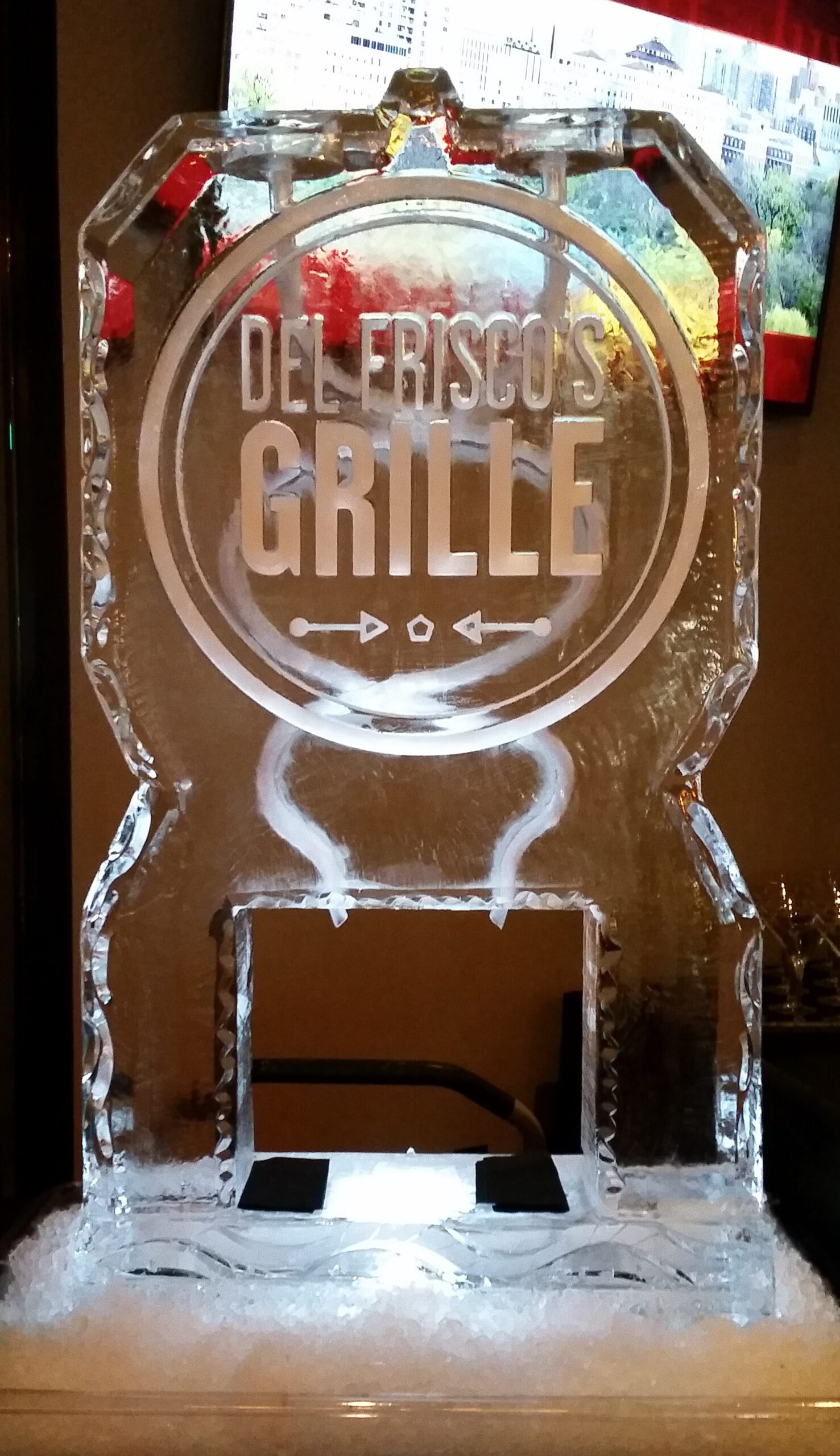 Olde Bristol Grille engraved ice sculpture