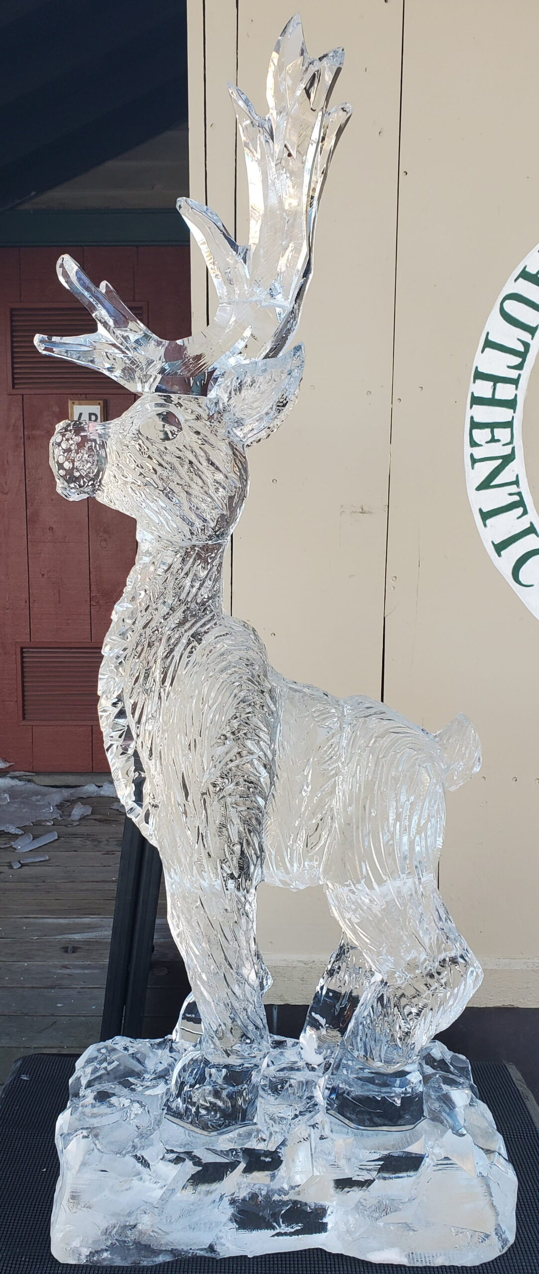 Sitting rabbit ice sculpture