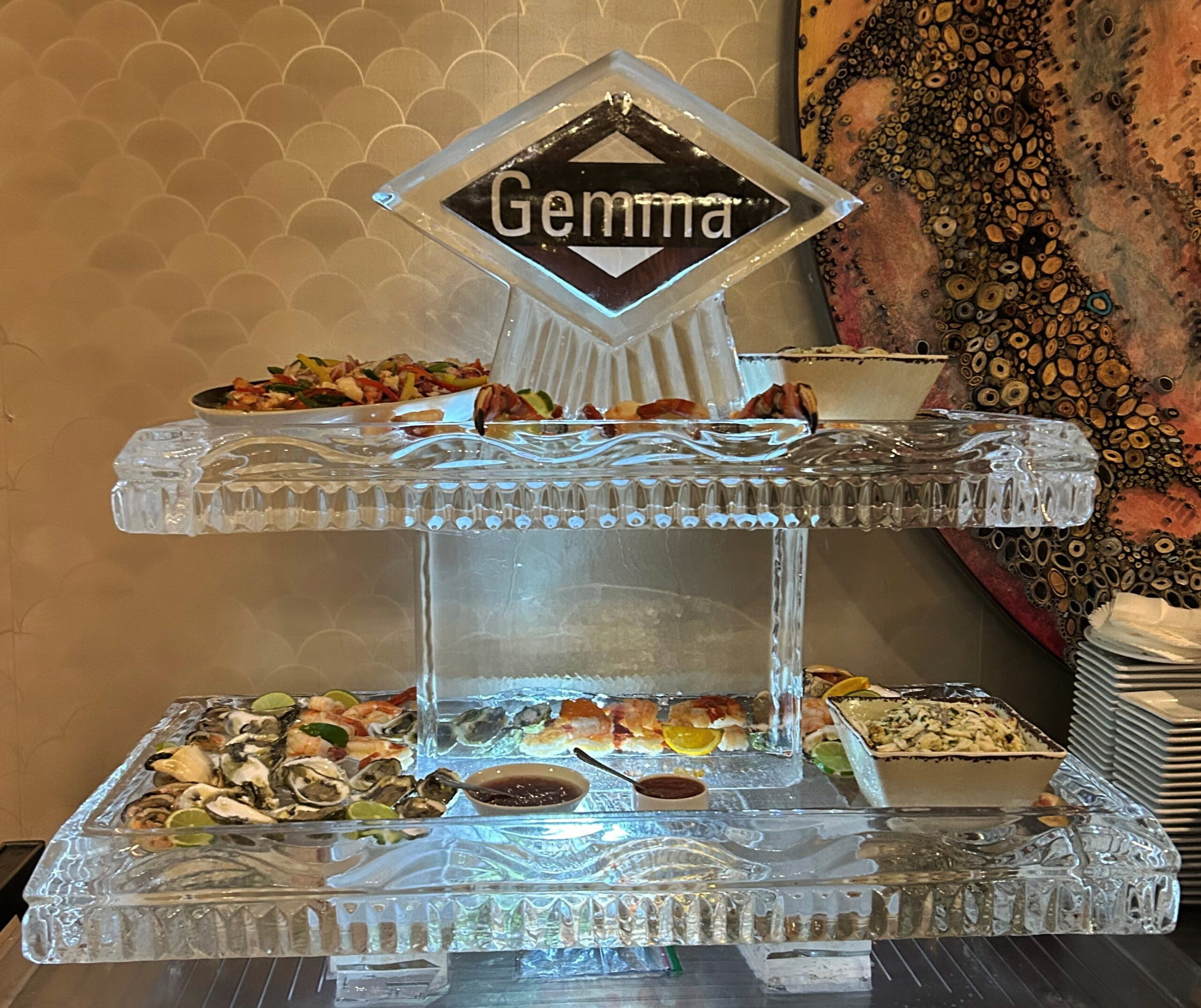 Gemma personalized event ice sculpture display