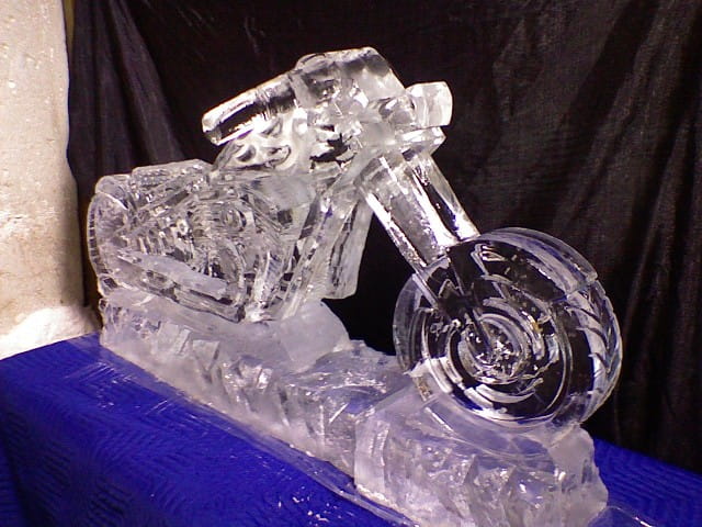 Motorcycle ice sculpture