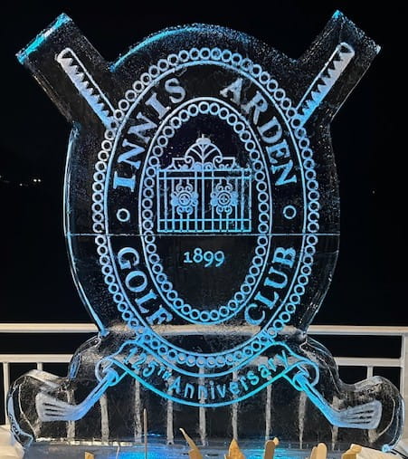 Innis Arden Golf Club 1899 commemorative shield ice carving