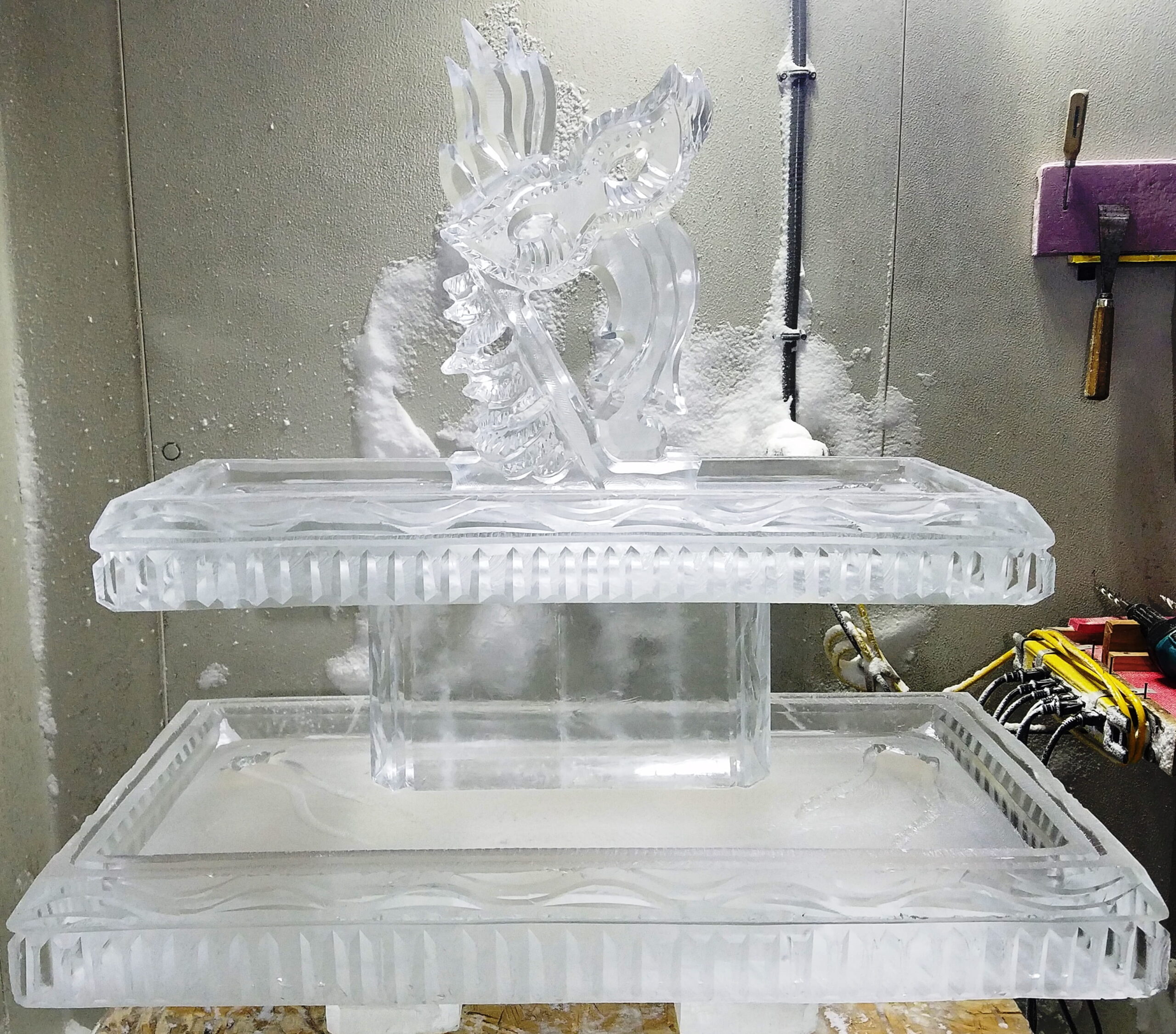 Dragon-themed decorative ice sculpture