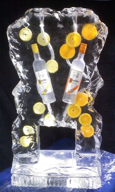 Ice luge with citrus garnish